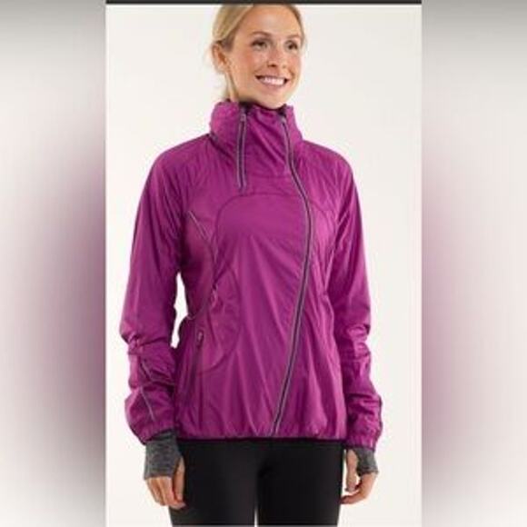 Lululemon Run Inspire Jacket Womens 8 Pink Dual Zipper Water Resistance Hood - Picture 2 of 16